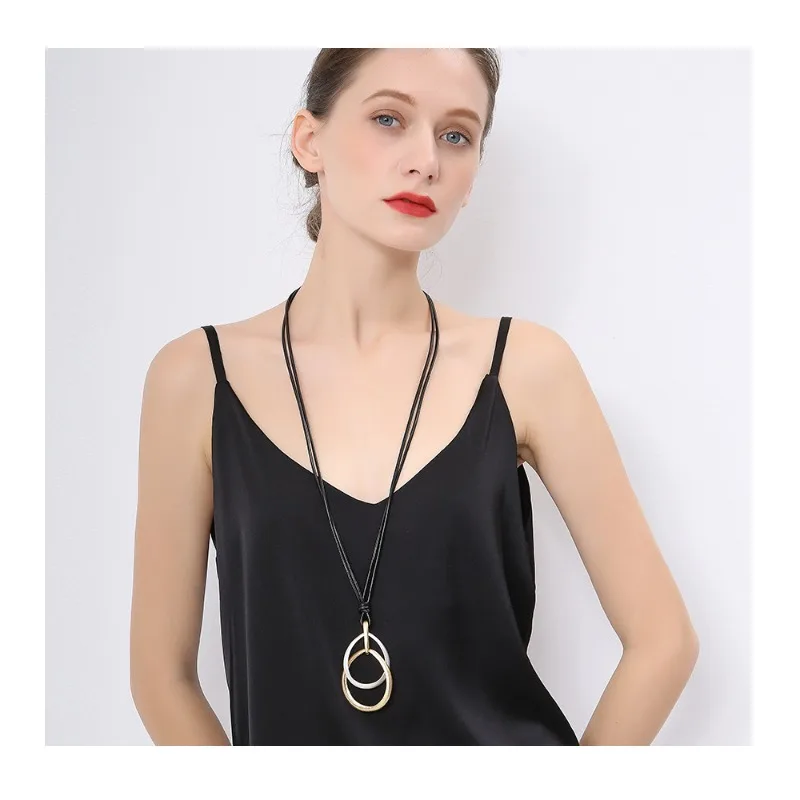 

Jewelry Explosive Necklace Simple Pendant Cold Wind Fashion Water Drop Women's Alloy Sweater Chain