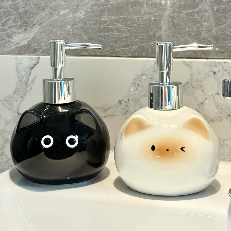 

Керамический дозатор для геля для душа в виде милого мультяшного сиамского кота, аксессуар для ванной комнаты, диспенсер для мыла