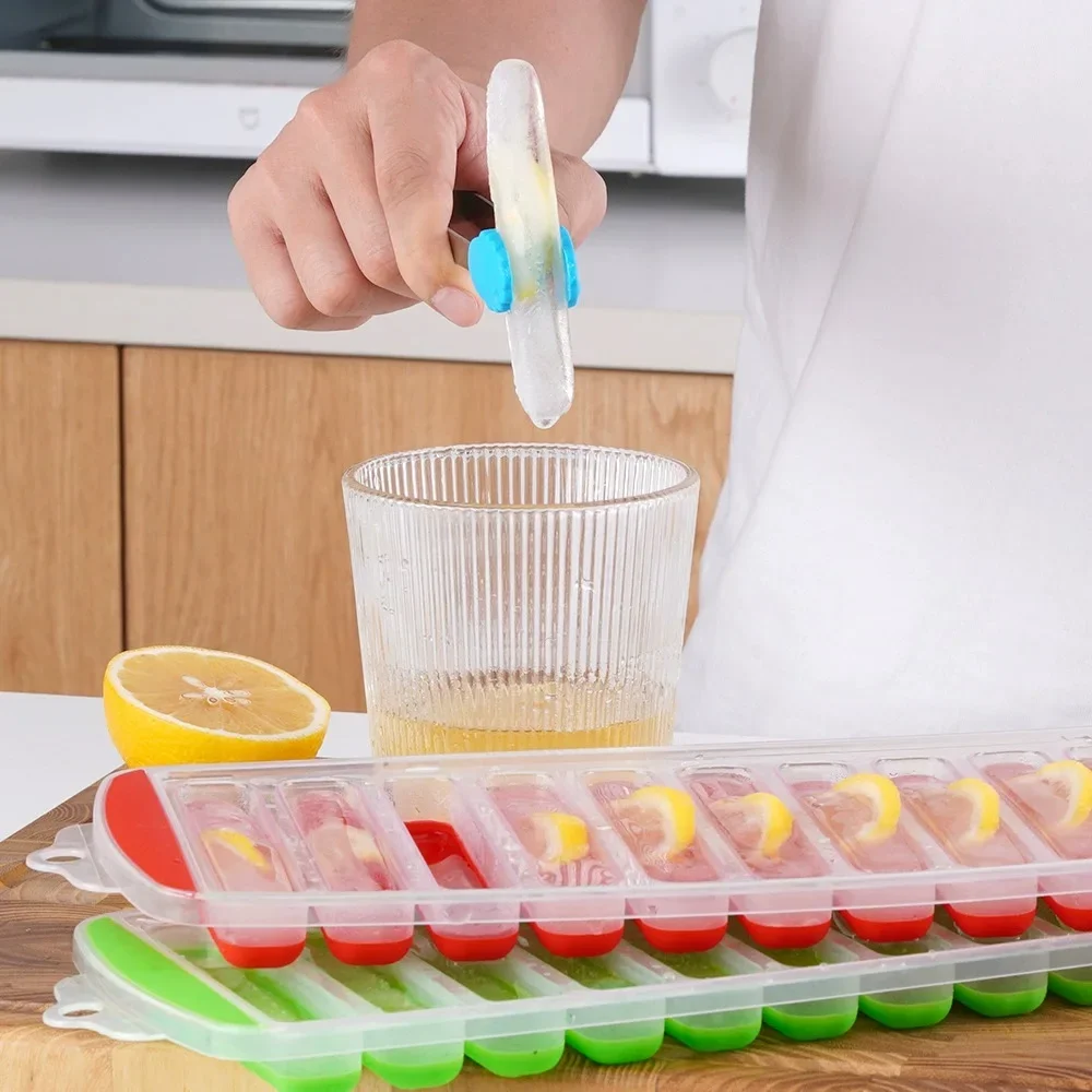 Silikon-Eiswürfelform mit 10 Mulden, 3 Stück, rechteckig, wiederverwendbar, Silikon-Eiswürfelform für Küchen-Bar-Werkzeuge, kreativer langer Eiswürfel