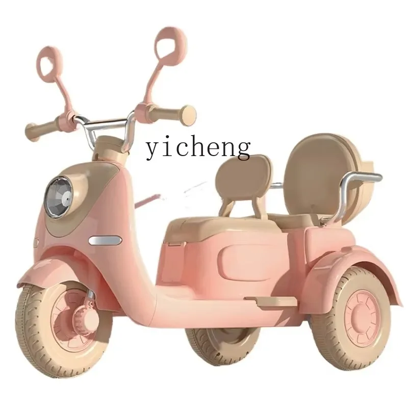 Children's Electric Motor Boys And Girls Baby Tricycle Battery Car Can Sit Chargeable With Remote Control Toy CarR25