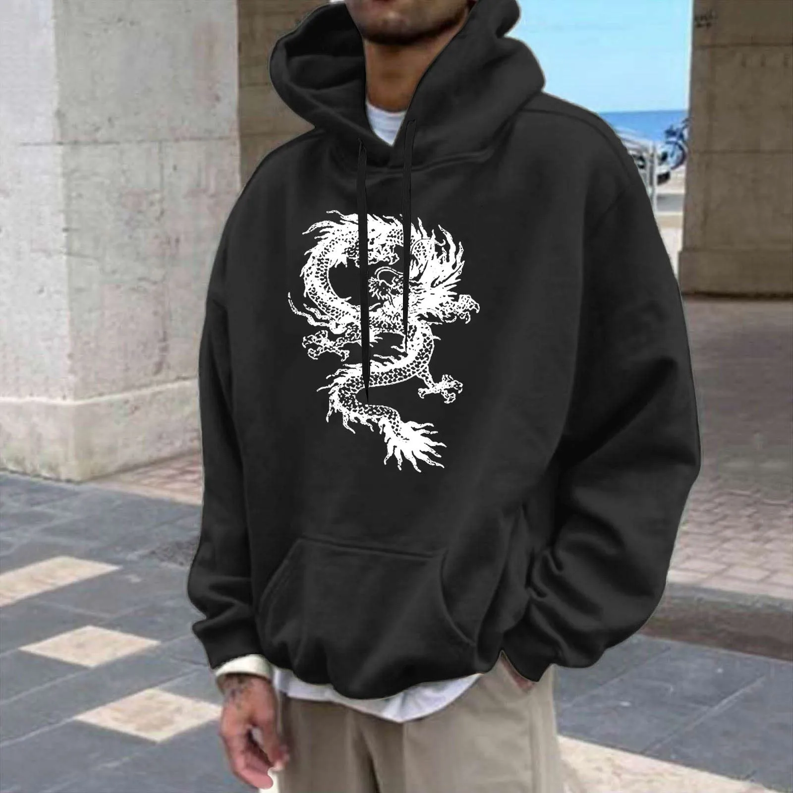 

Dragon Graphic Hoody Hip-Pop Harajuku Sweetshirts Sportswear Streetwear Grunge Baggy Trendy Autumn Winter Men'S Sudaderas