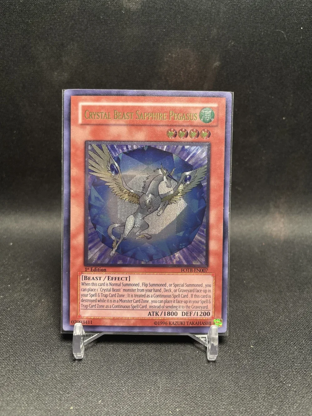 Yu-Gi-Oh  Ultimate Rare  FOTB-EN007/Crystal Beast Sapphire Pegasus Children's  Gift Collectible Card Toys (Not Original)