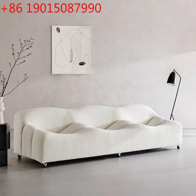 Nordic medieval cream style lamb wool special-shaped wave sofa designer Internet celebrity fabric small apartment creative sofa