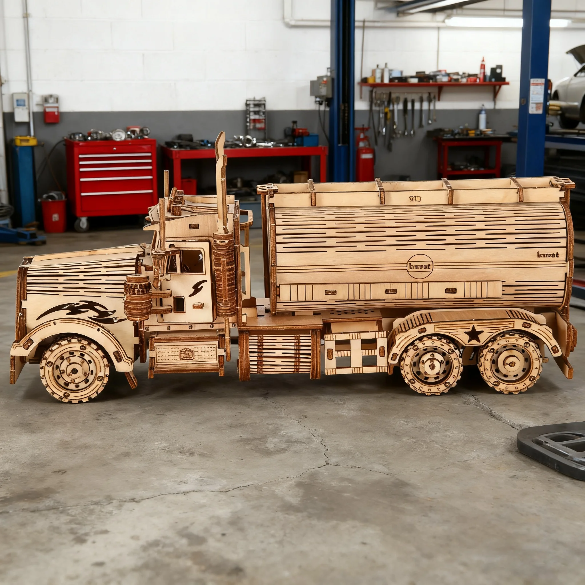 DIY Wooden Tanker Truck 3D Puzzle Heavy Lorry Model
