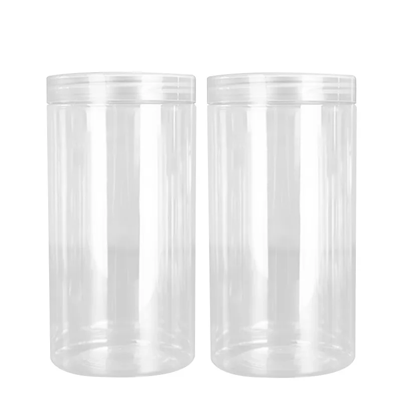 

7pcs Transparent Plastic Containers Wide Mouth Bottle 1000ml Dia.89 Empty Food Candy Pots Clear Lid Empty Flower Tea Jars