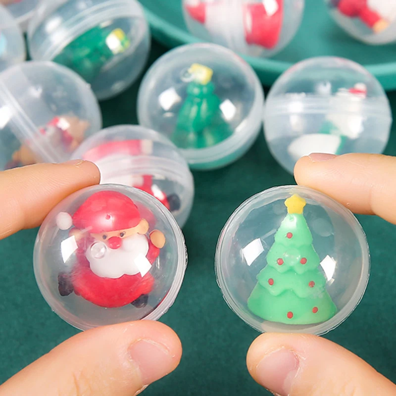 10Pcs/bag Mini Cartoon Cute Christmas Doll Fun Toy Surprise Capsule Egg Toys Children Party Favors Christmas Carnival Kids Gift