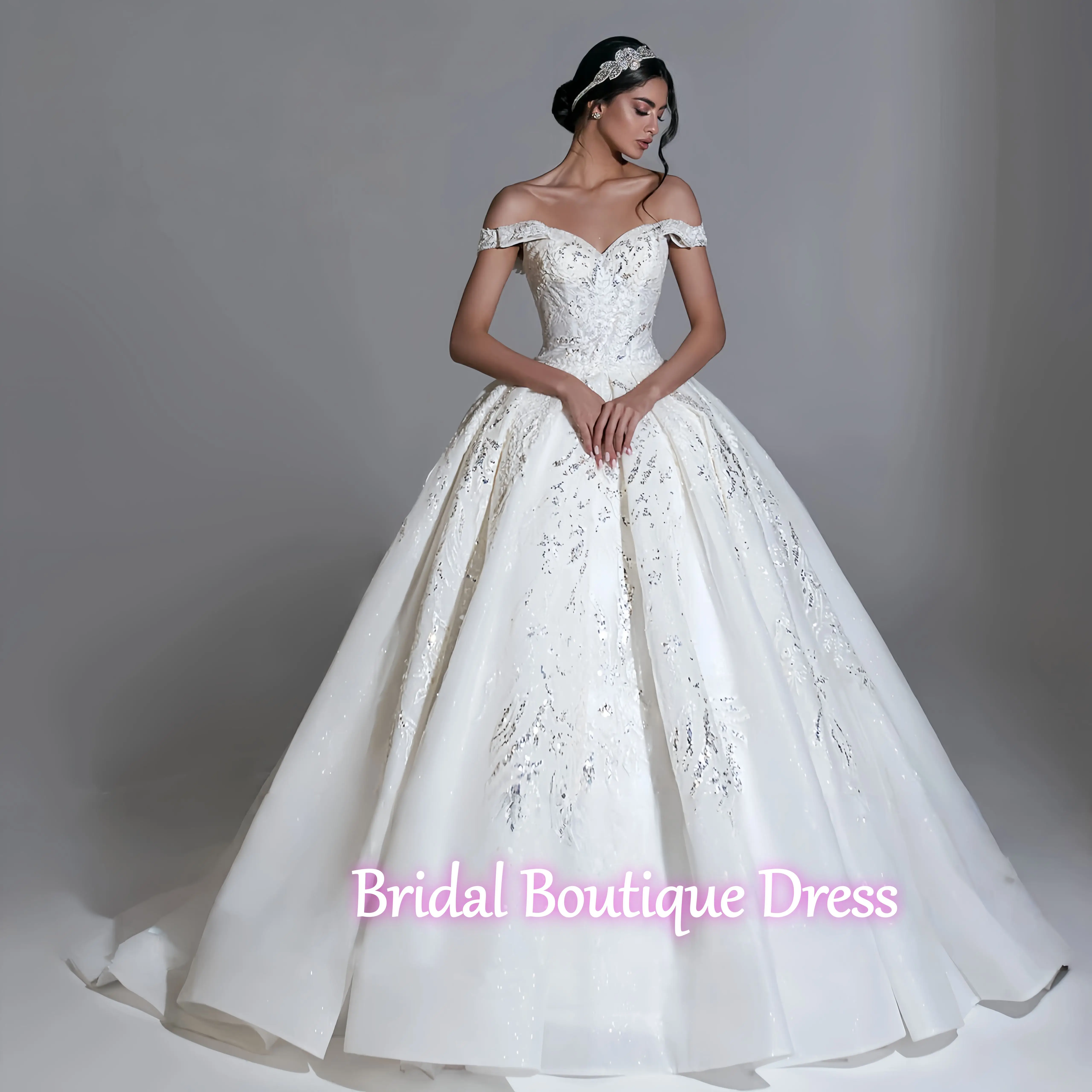 Gaun Pengantin Model Ball Gown Cantik yang Dapat Disesuaikan untuk Wanita, dengan Aplikasi Payet, Tali di Belakang, Gaya Peri, Gaun Pengantin Mewah, Vestidos De