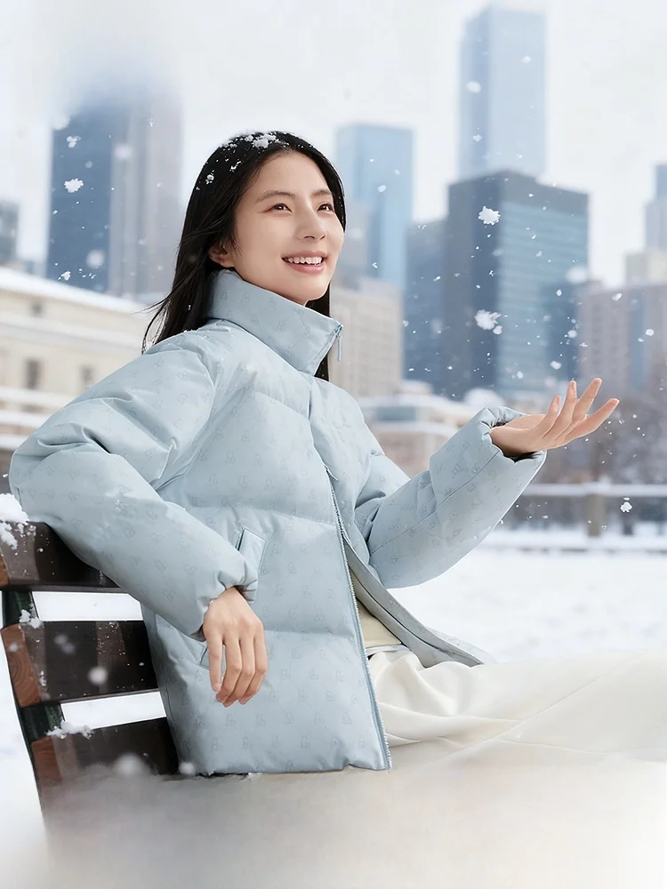 

Зимняя утепленная куртка Bosideng с воротником-стойкой, женская модная повседневная теплая верхняя одежда из полиэфирного волокна