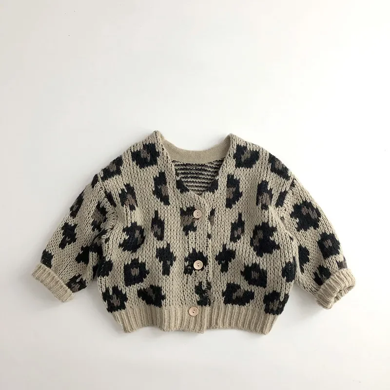 BARDIBESS Autumn New Kids Clothes Leopard Girls Sweaters Fashion Knit Cardigans Boys Sweater