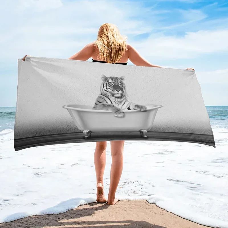 Tiger-Toalla de playa de microfibra para adultos, de secado rápido para Fitness Toalla de baño, Spa, deportes, natación, Camping, esterilla de Yoga, cubierta de Bikini