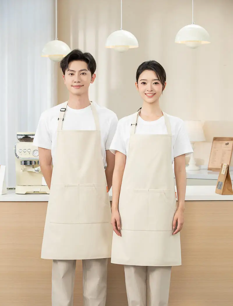 Grembiuli da cucina con logo personalizzato per donna uomo impermeabile chef lavoro grill ristorante bar negozio caffè bellezza unghie studi uniforme