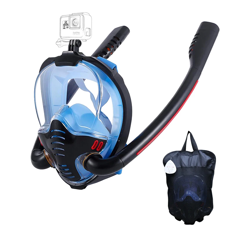 NONE Schnorchelmaske, Doppelschlauch, Silikon, voll trocken, Tauchmaske für Erwachsene, Schwimmmaske, Tauchbrille für den Innenbereich, eigenständiger Unterwasseratmung 3