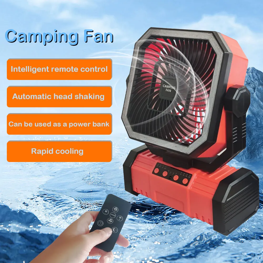 Camping Ceiling Fan 20000Mah Rechargeable Camping Circulator with Light and Remote Control Cool Air Circulation Camping Fan image 2