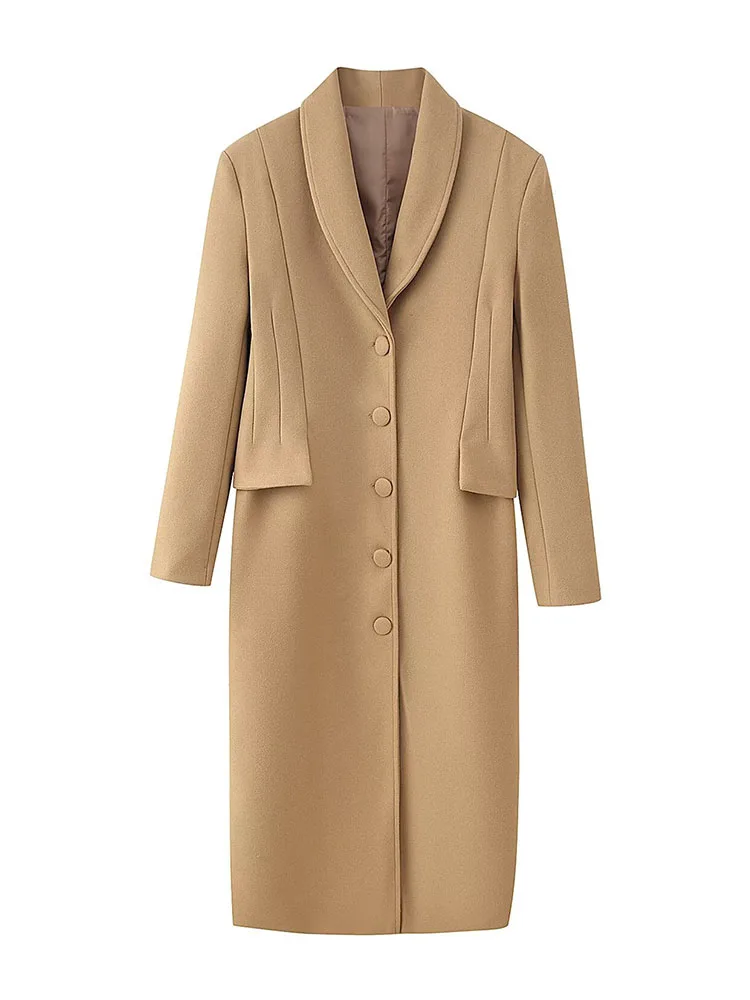 HH امرأة الشتاء التلبيب واحدة الصدر الصلبة طويلة الأكمام تشديد الخصر منتصف طول معطف الإناث معطف التنقل عادية