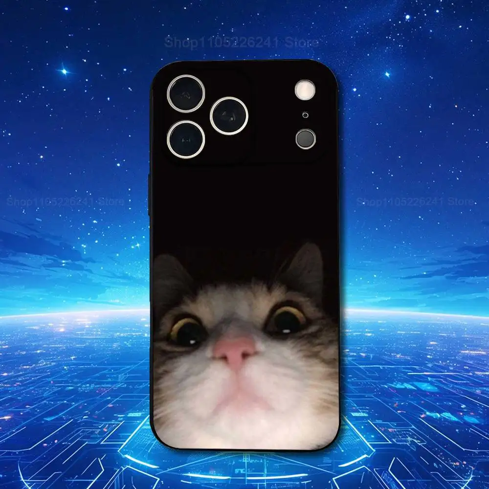 Emoji Art Tired Cat For iPhone 13,17,11,12,16,14,15,Plus,Pro Max,XS,X,XR,SE,Mini,8,7,Soft Silicone Black Phone Case