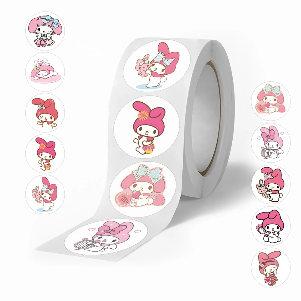 

500pcs Cute Sanrio Pink My Melody Cartoon Sealing Stickers Roll DIY Laptop Phone Fridge Decoration Sticker Reward Kids Gift Toys