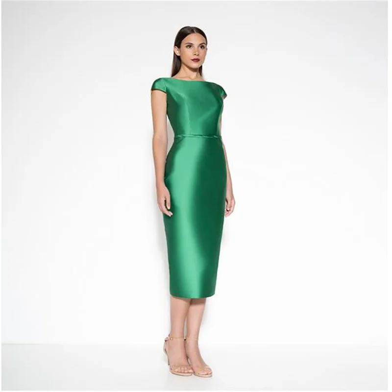 MULONG 2023 Mother Of The Bride Groom Dresses for Wedding 3/4 Sleeves O-Neck 2 Piece Green Satin  vestido de madrinha farsali