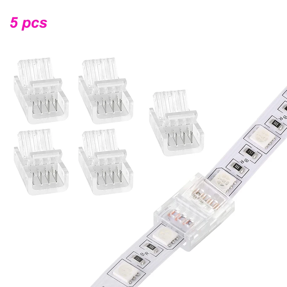 5Pcs 2/3/4Pin RGB LED Strip to Wire or Strip Connector Unwired Clips Solderless Adapter for 8mm 10mm SMD 5050 2811 LED Strip