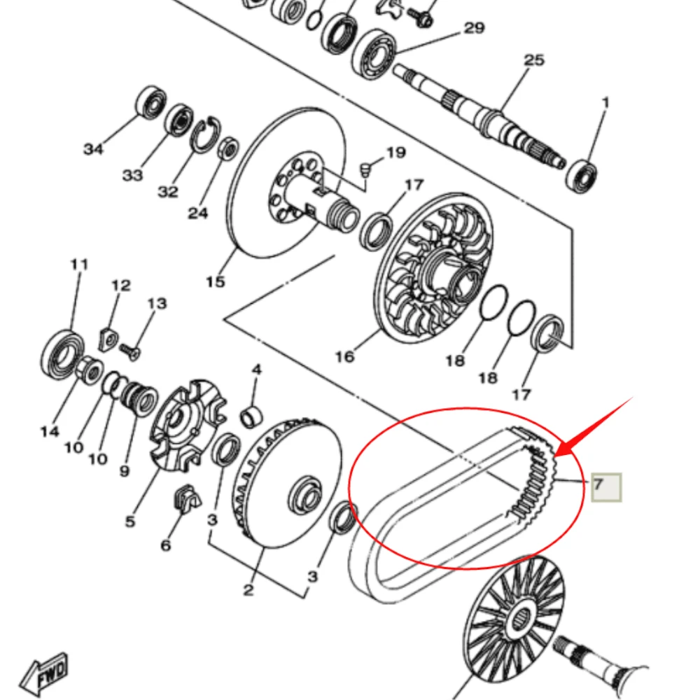 Drive Belt Clutch V-Belt For Yamaha Majesty 400 YP400 Grand Majesty 400 YP400G 2004-2015 -Replaces OEM # 5RU-17641-00-00