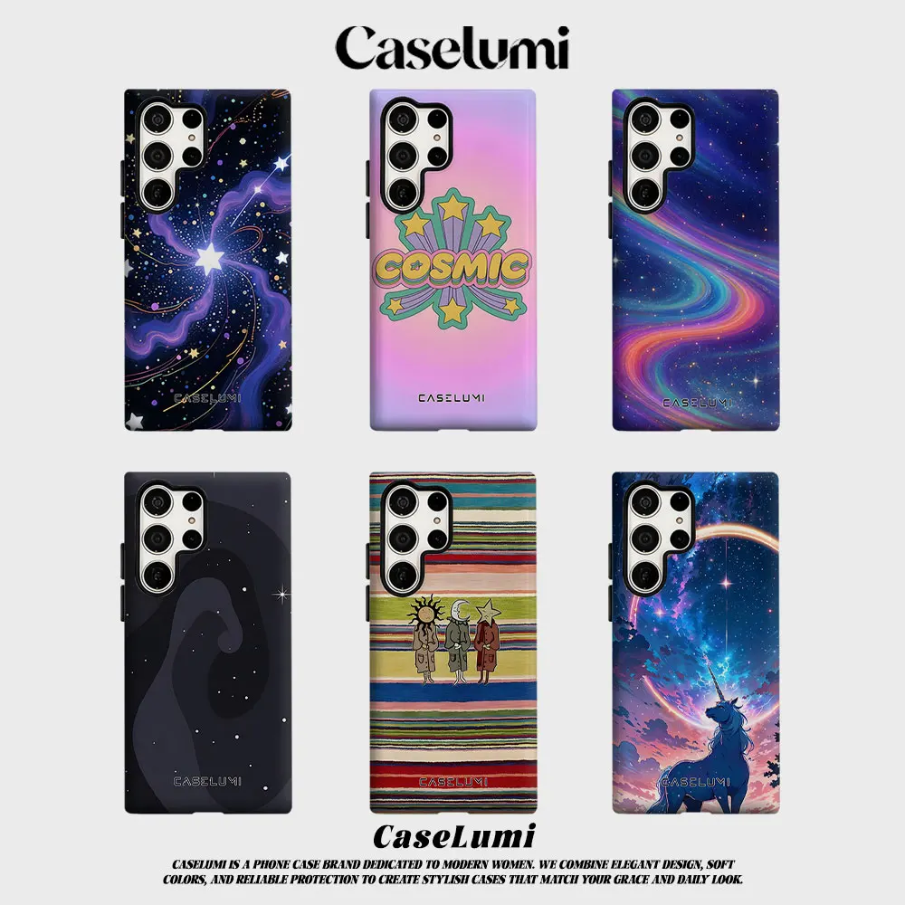 Cosmic S-Swirl For Samsung Galaxy Phone Case S23 S20 S25 FE S24 Plus S26 Ultra 2-IN-1 Shockproof Bumper Hard PC