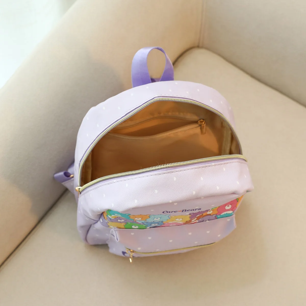 CareBear-Sac à dos en cuir imprimé ours arc-en-ciel pour enfants, dessin animé mignon, étanche, grande capacité, soins décontractés, filles