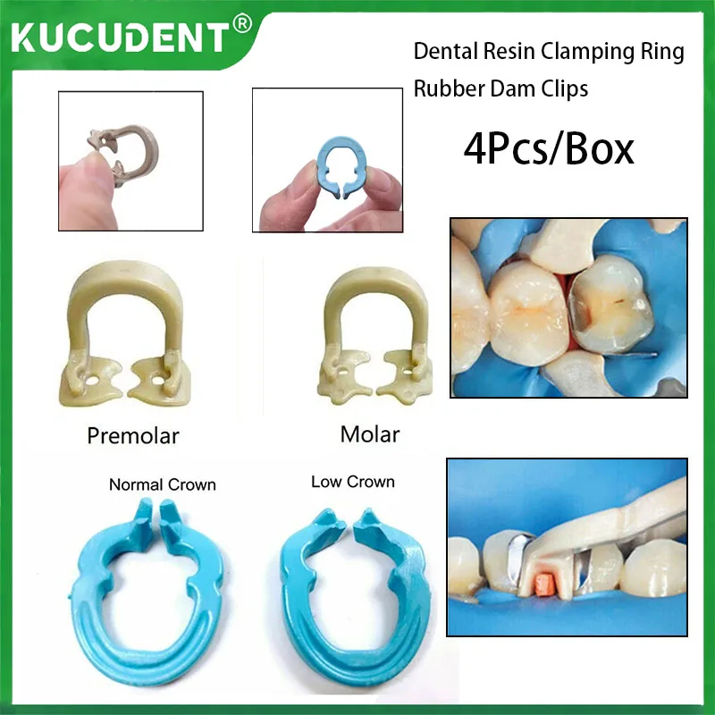

4Pcs/Pack Autoclavable Dental Dam Clips Resin Barrier Clamps Rubber Sectional Matrix Bands Molar Clips Dentistry Lab Materials