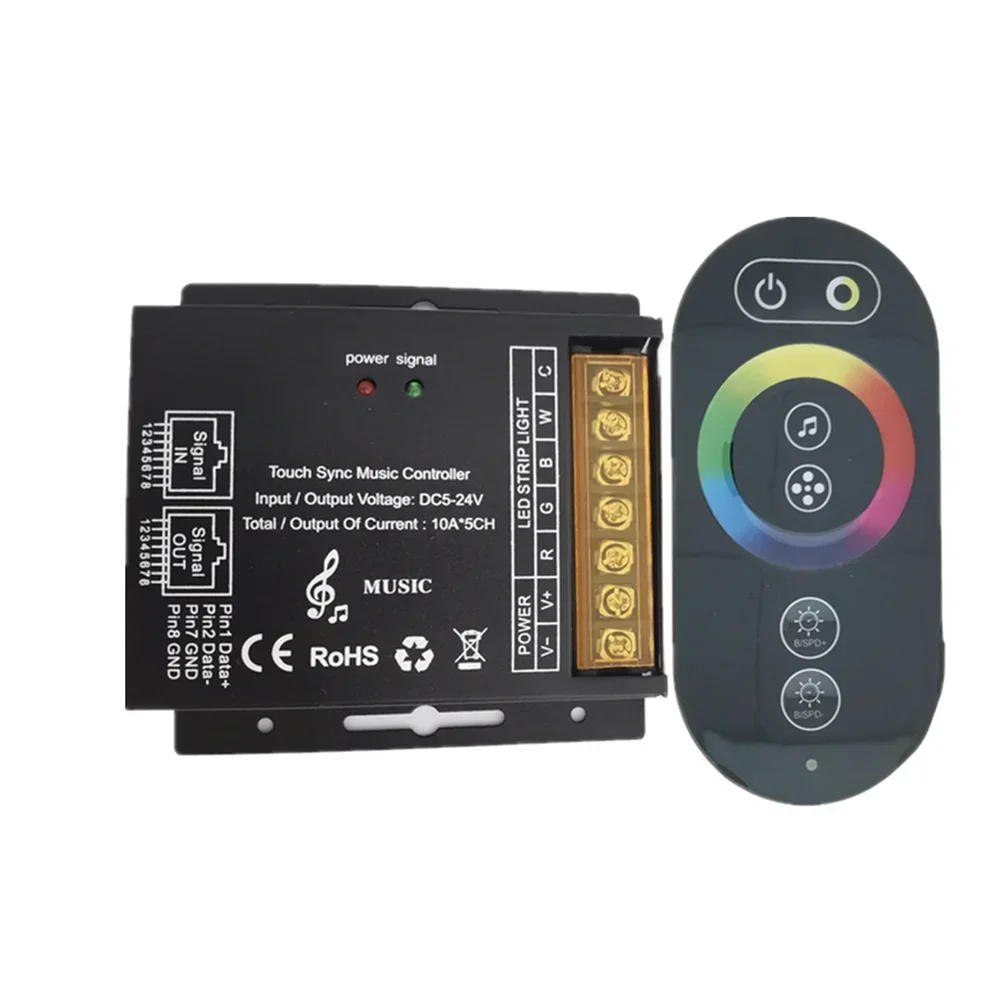 LED Music Controller DC5V-24V With RF6 Touch Wireless Remote LED Dimmer For Single Color CCT RGB RGBW RGBCW LED Strip Lights