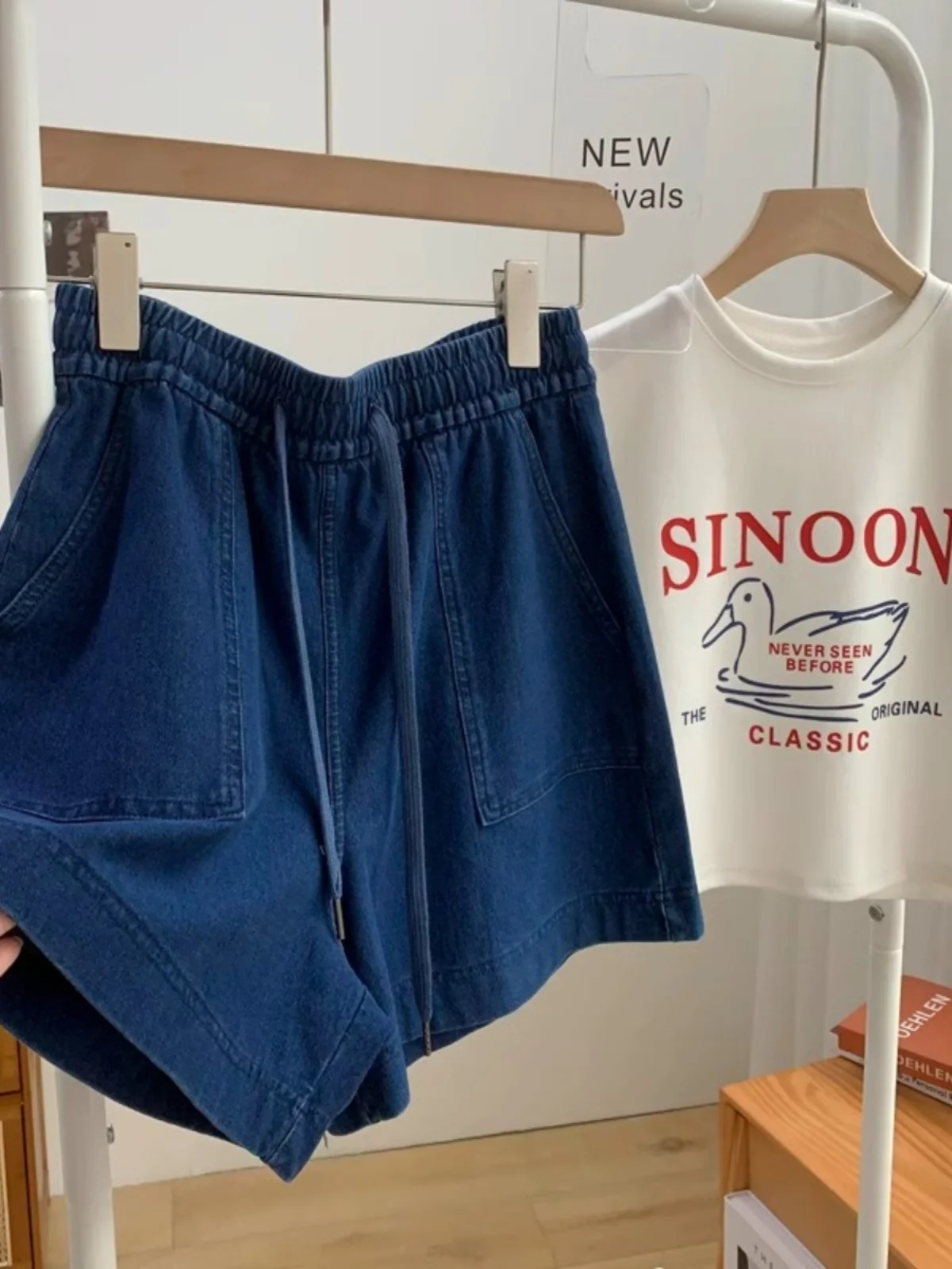 

Denim Short Pants Women's Summer Thin High Waist Draped Five-Quarter Slimming Wide Leg Jeans Casual Fashionable