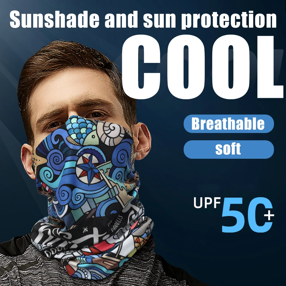 Magic headscarf for men, thin summer outdoor ice silk sunscreen mask, personalized face scarf for women riding motorcycles, moto