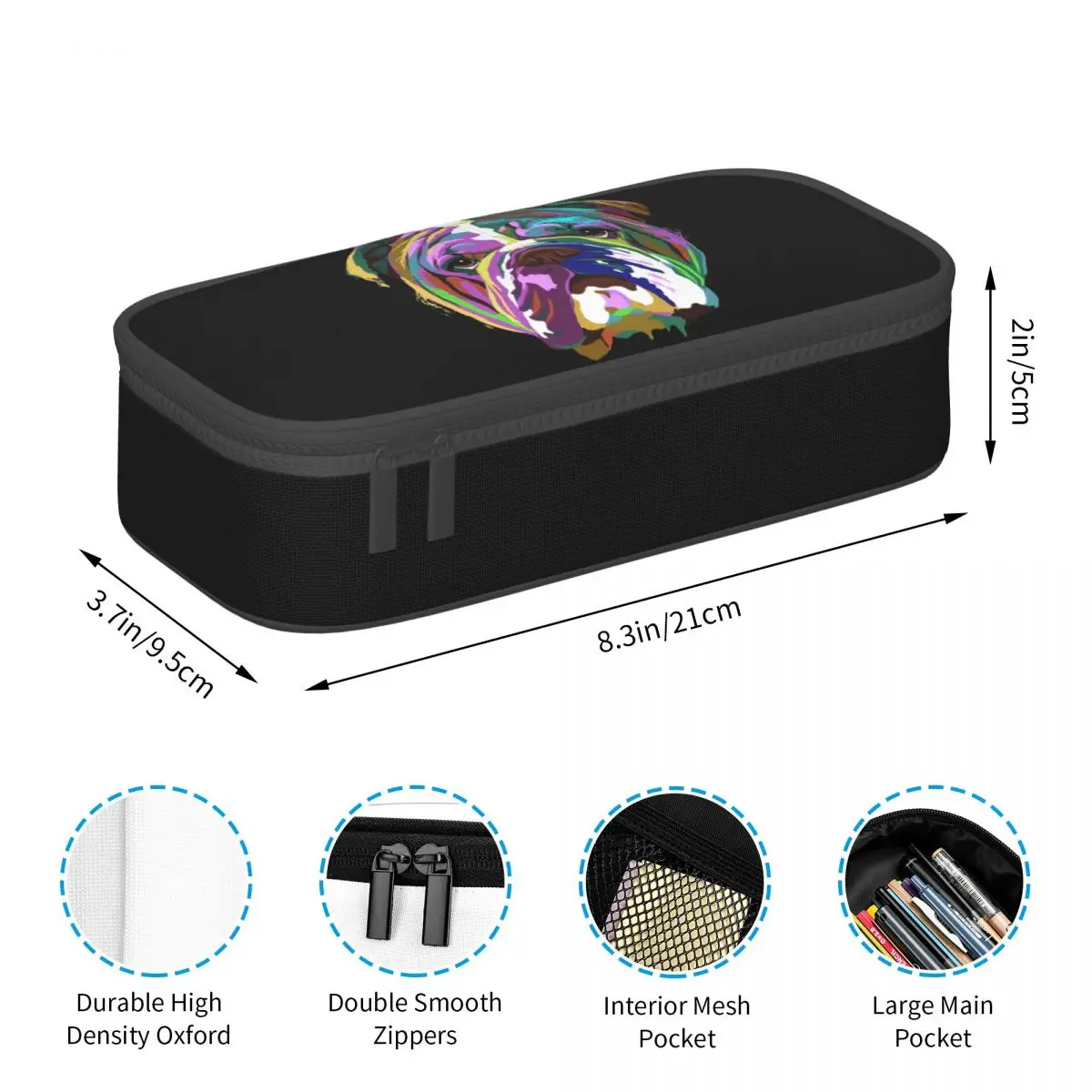 Engelse Bulldog Splash Potlood Hoesjes Grote Capaciteit Pen Zakken Pen Doos Potlood Zakje Voor Jongens Meisjes Studenten Briefpapier Schoolkantoor