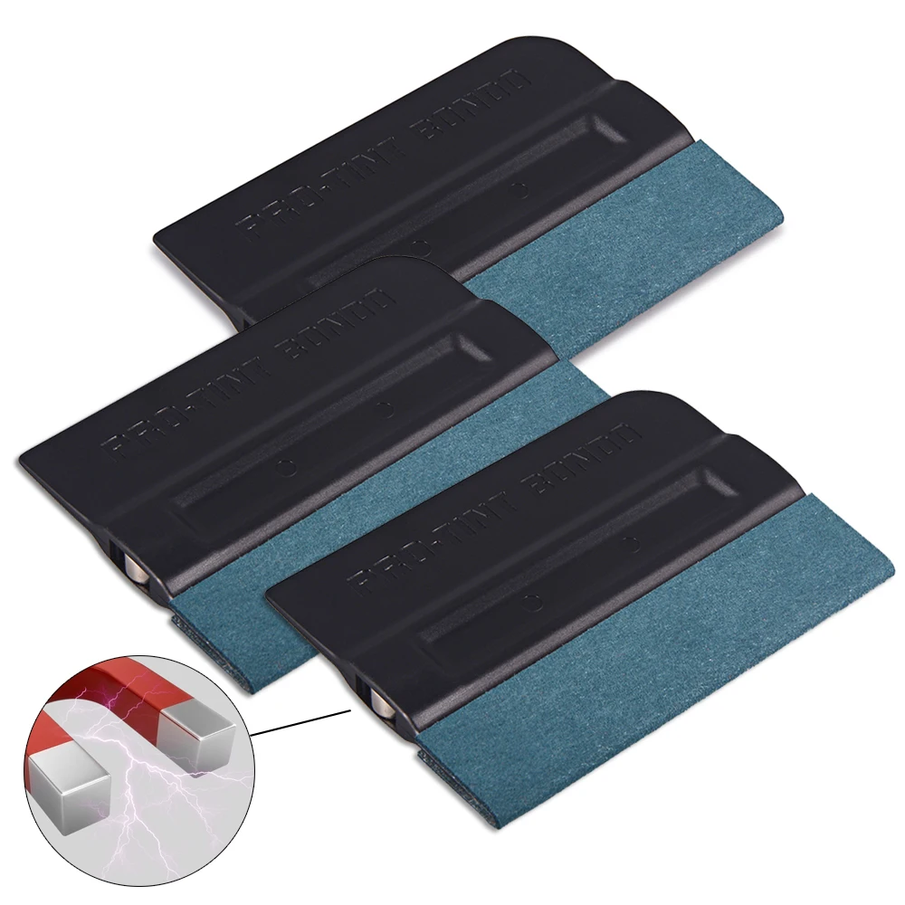 

EHDIS 3pcs Magnet Suede Felt Vinyl Squeegee Window Tinting Wallpaper Scraper Car Covering Film Applicator Air Bubble Remove Tool