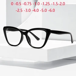 Anti Blue Rays Cat Eye Nearsighted Glasses For Women Fashion TR90 Computer Optical Prescription Eyeglasses 0 -0.5 -0.75 To -6.0