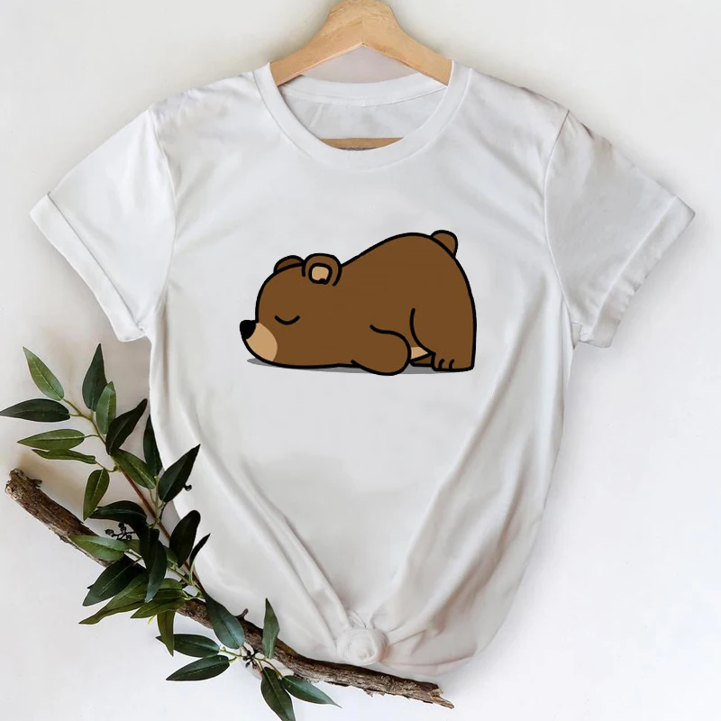 T-shirts for Women 2022 Animal Bear Girl 90s Cartoon Kawaii Clothes Printing Stylish Tshirt Top Lady Print Sweet Tee T-Shirt