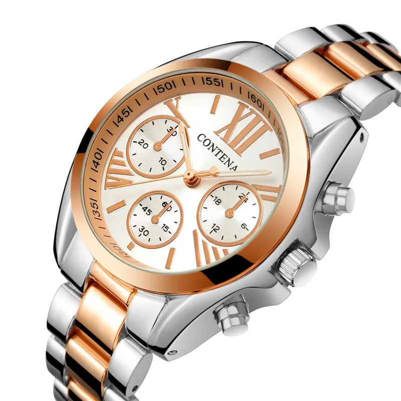 CONTENA Top Brand Watches for Women Luxury Stainless Steel Quartz Watch Fashion Elegant Rose Gold Ladies Watch Reloj Para Mujer