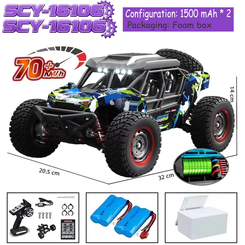 

SCY16106pro 1:16 70 км/ч 4WD RC автомобиль со светодиодным пультом дистанционного управления внедорожники высокоскоростной дрифт-монстр-трак для детей vsWLtoys 144001
