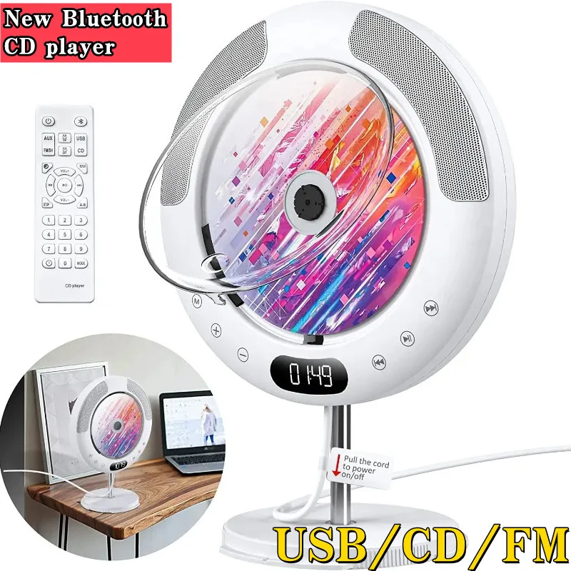 

Bluetooth Speaker CD Player FM Radio Surround Sound MP3 Player Wall Mount Sound System Portable DVD Player Discman Player USB