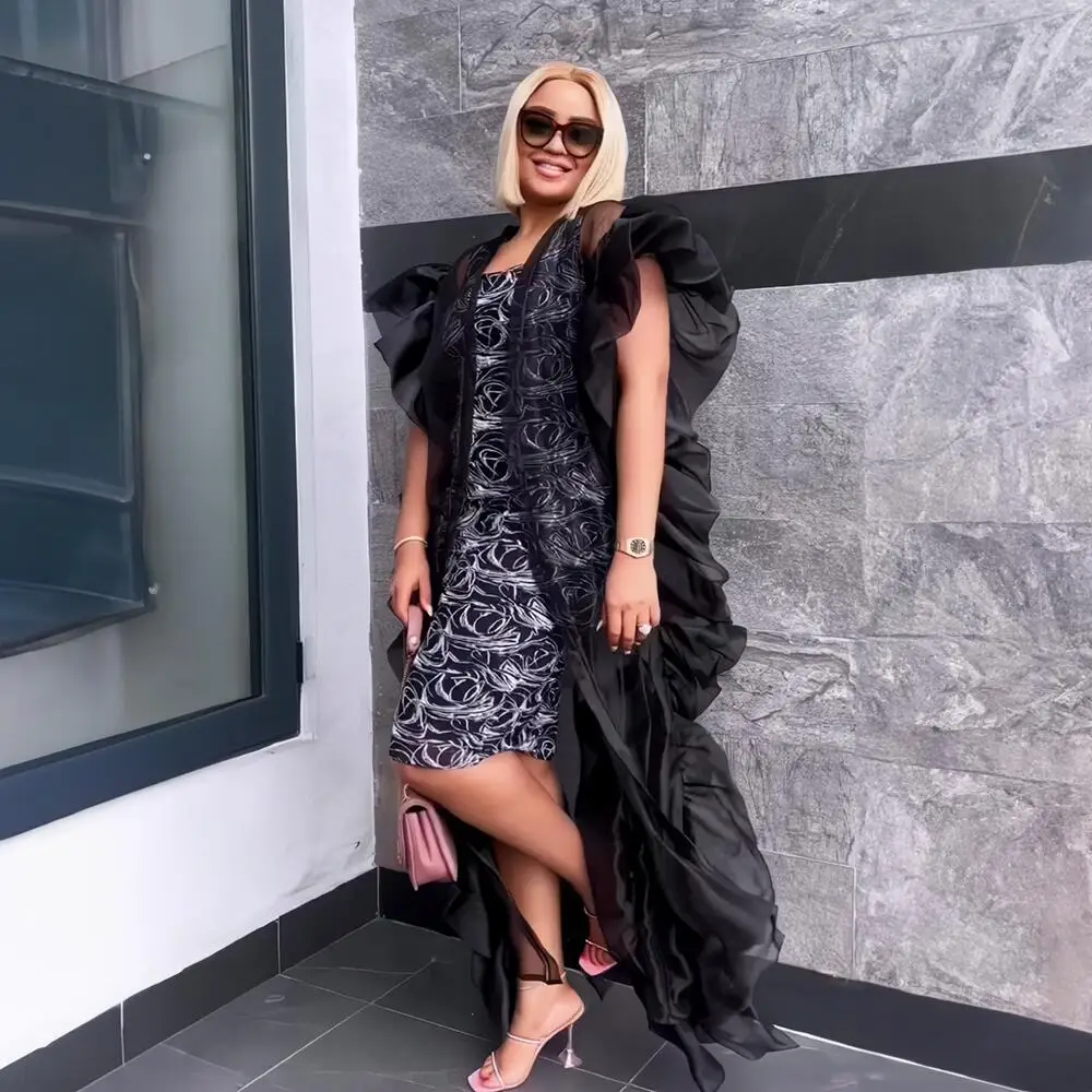 

Popular Design african women dresses two-piece dress Women's dress mesh gauze african dresses for woman nigeria