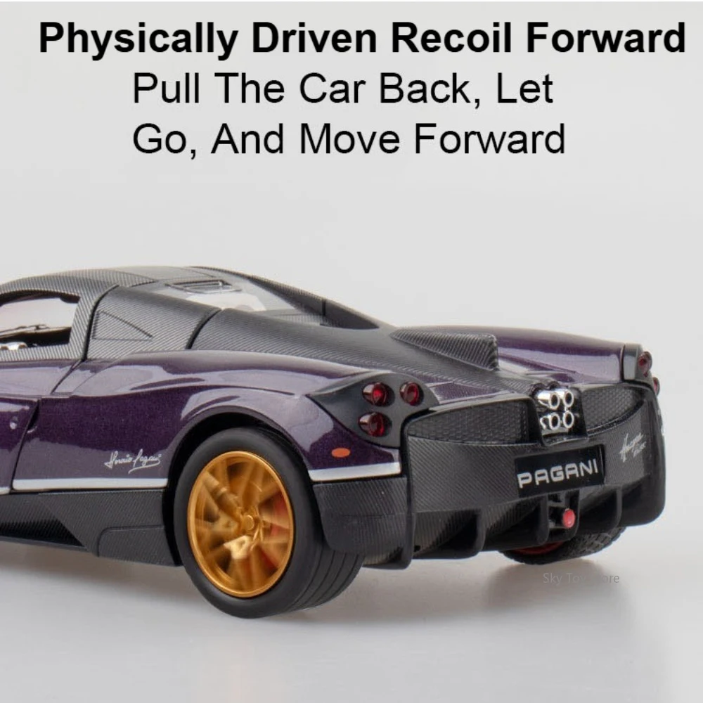 1:24 Pagani Huayra 720S GTR CSR2 Apollo IE Diecast Alloy Model Toy Car Doors Opened Sound Light Pull Back Cars Collecting Hobbie