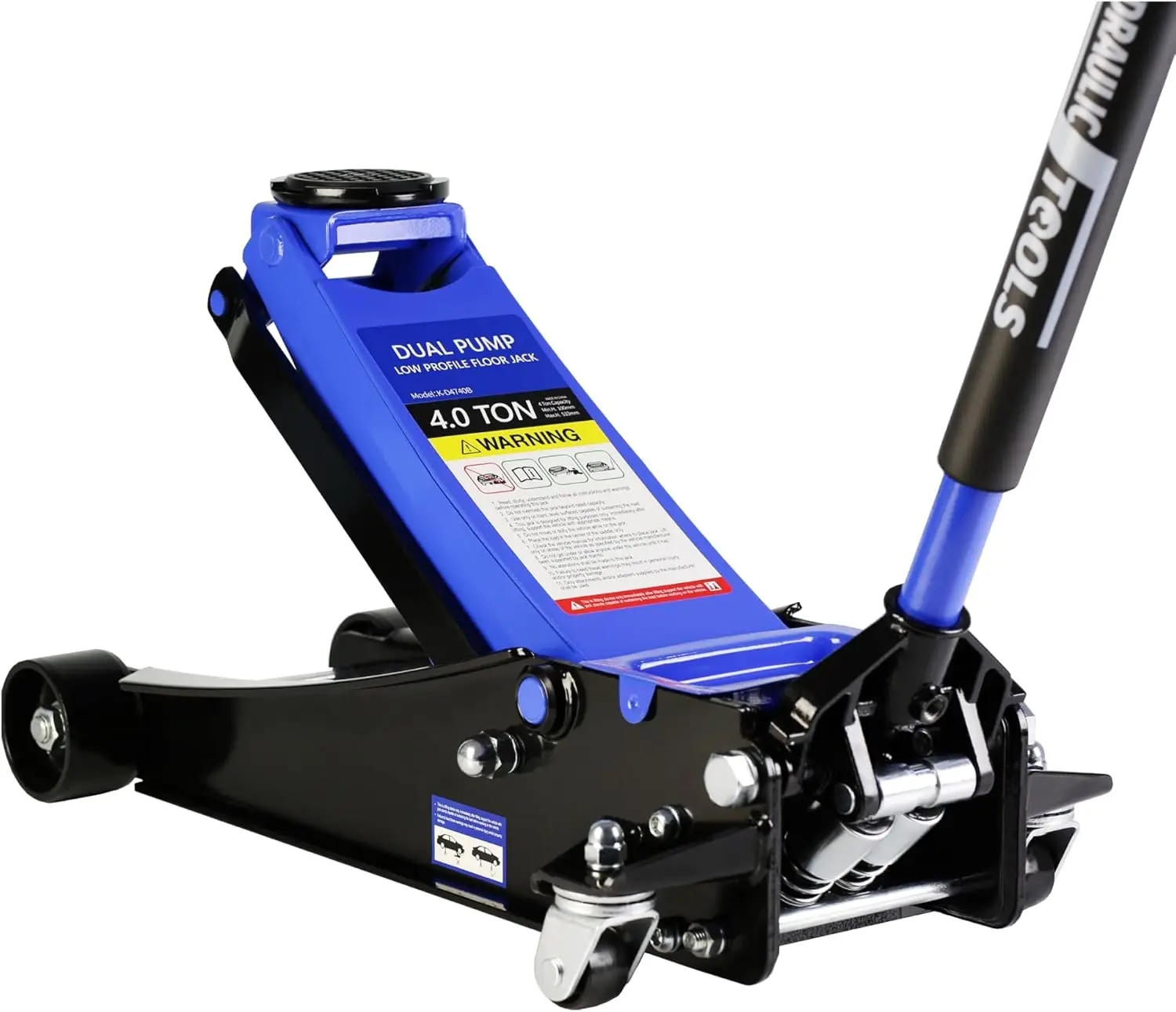 

Steel Racing Floor Jack - 4 Ton (8,800lb) Quick Lift, Dual Pistons, Hydraulic, Lift Range 4"-21"