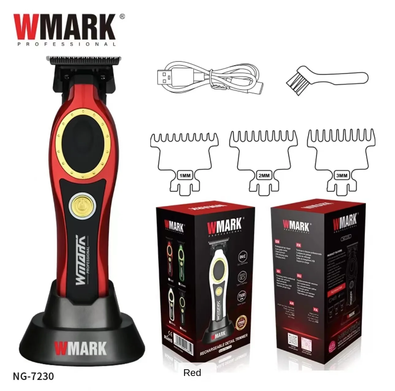 WMARK Men's oil head engraving scissors hot selling electric clippers charging base hair salon NG-7230