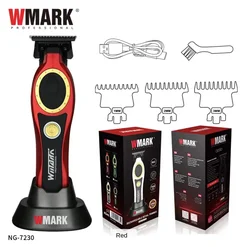 WMARK-Tijeras de grabado con cabezal de aceite para hombre, cortapelos eléctrico con base de carga, NG-7230 de peluquería, superventas