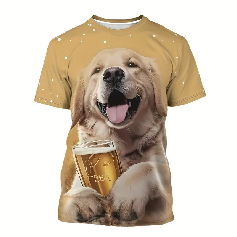 Fashion 3d Printed Golden Retriever Dog T Shirt Men Summer Short Sleeves Tops Street Loose Tees Funny Dachshund Graphic T-shirt