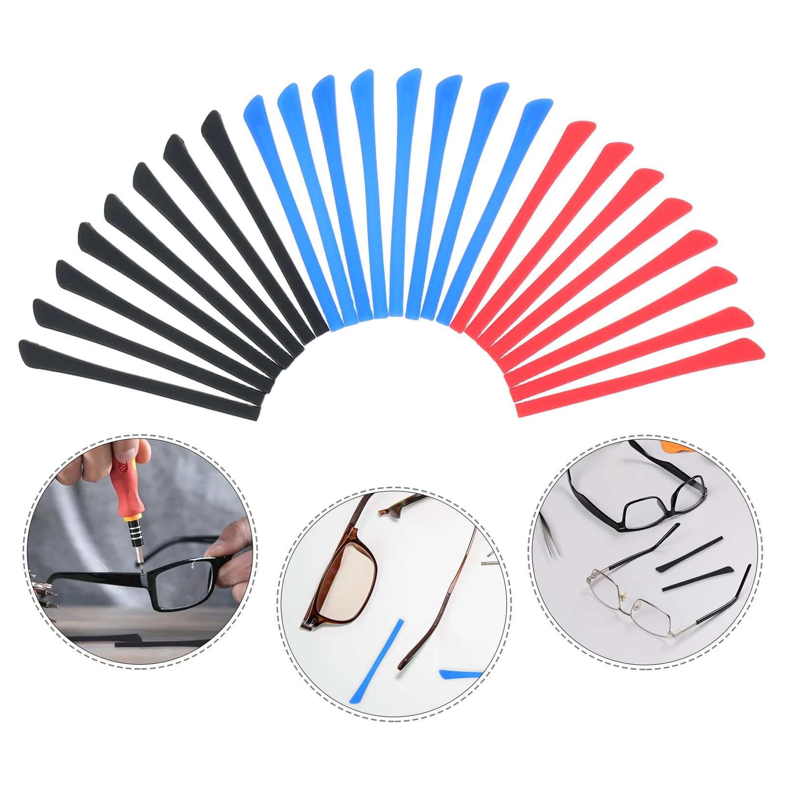 

Silicone Eyeglass Temple Tips Anti-Slip Soft Fit For Daily Wear Easy Clean Oil Sweat Resistant Replacement Grips Glasses