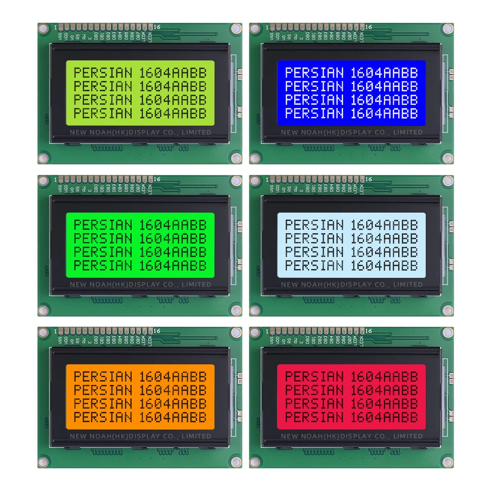 Persian Red Light Black Letters 1604A LCM Display Module Dot Matrix 04*16 LCD 3.6 Inches ST7066U Character Dot Matrix Screen