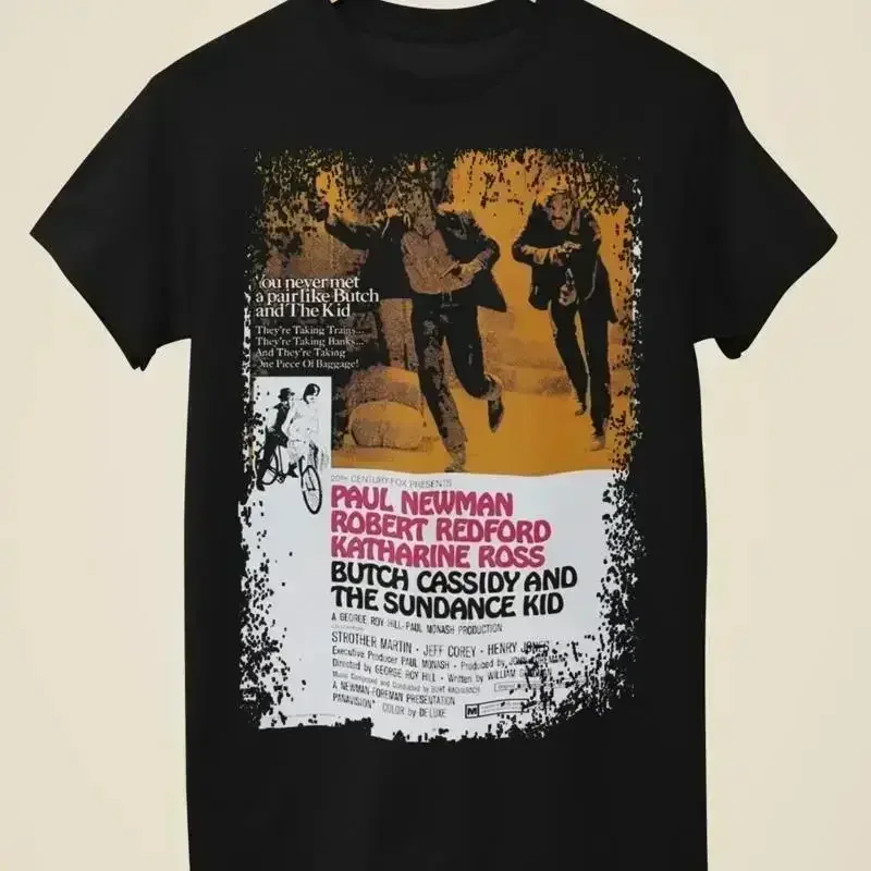 Butch Cassidy The Sundance Kid Western Movie Poster Black T Shirt