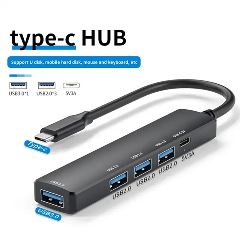 5-In-1 USB Docking Station USB Hub PD 100W 4K 30Hz USB 3.0 USB2.0 USB C HUB Splitter For PC Laptop Computer