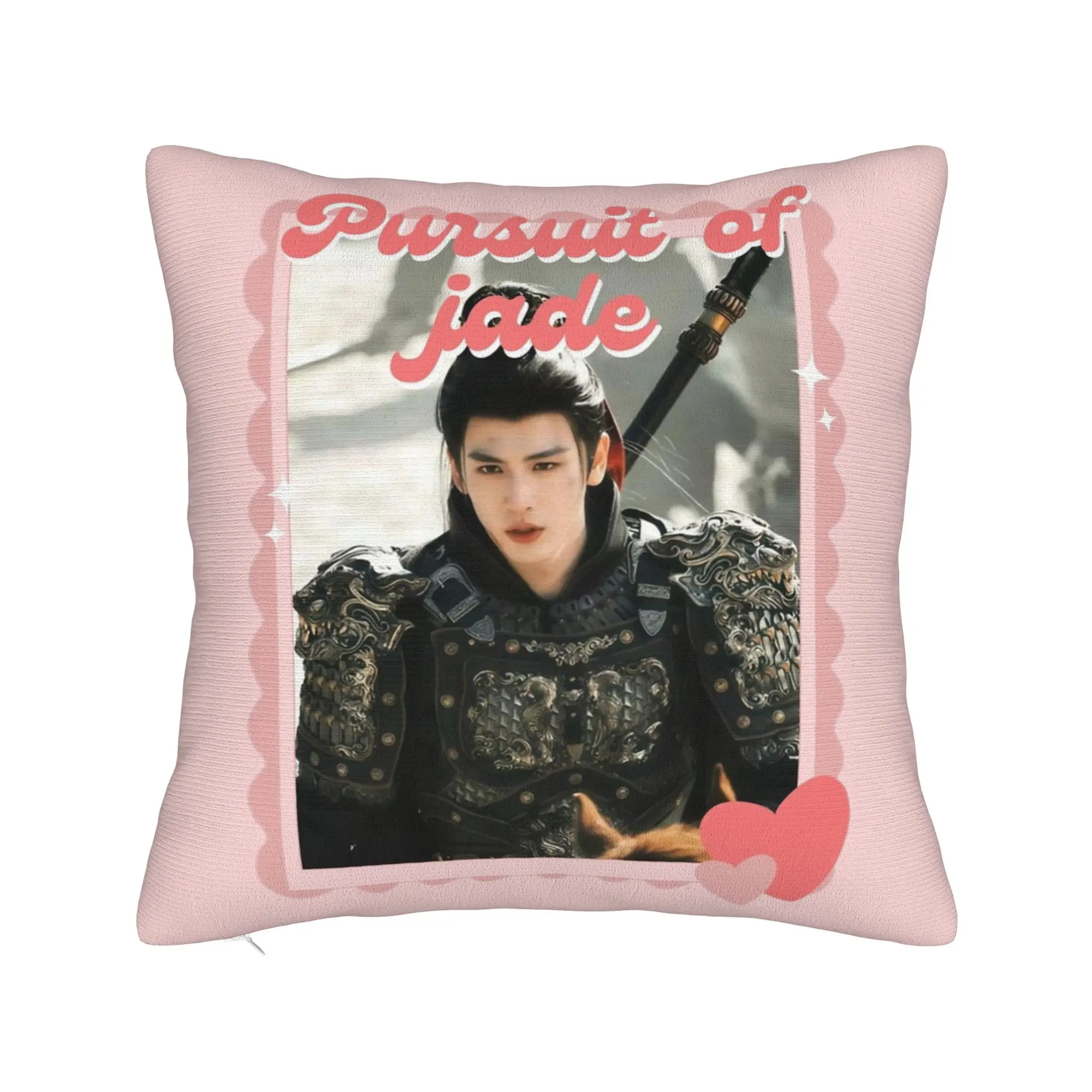 Capa de Almofada Decorativa com Estampa do Drama Chinês Pursuit of Jad, Capa de Almofada com Zíper para Cadeira 45x45cm