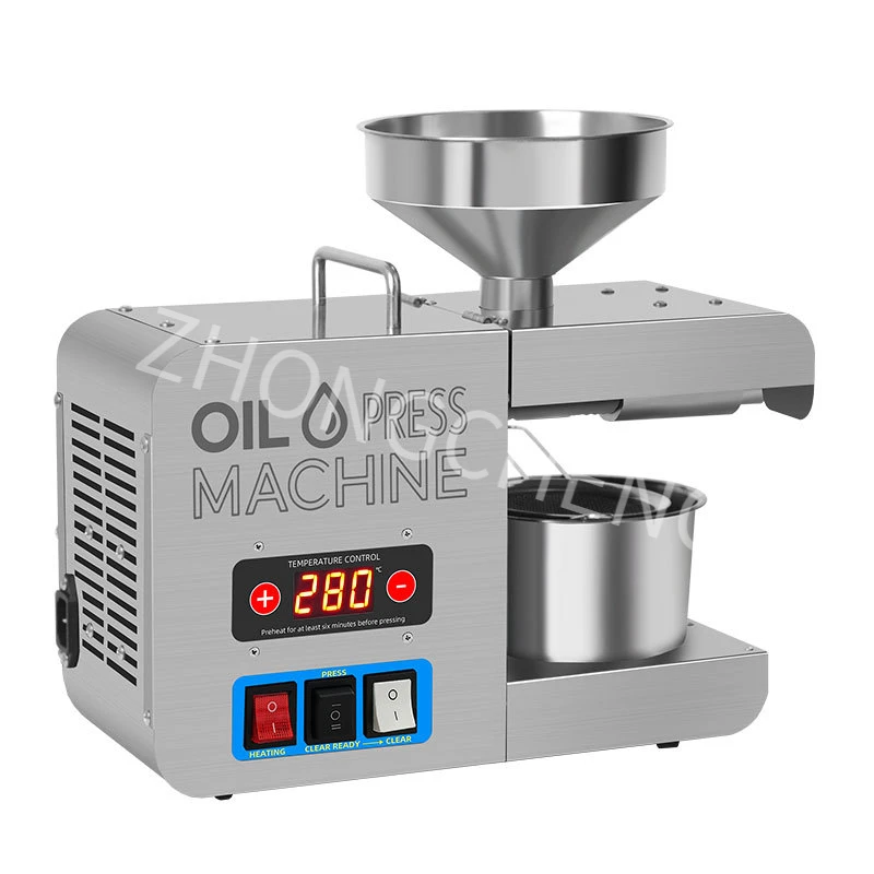 X7電動オイルプレス機 220v ステンレス製 冷温両用 オイル抽出機 ピーナッツ/ゴマ/ヒマワリ油圧搾機 小型ビジネス向け