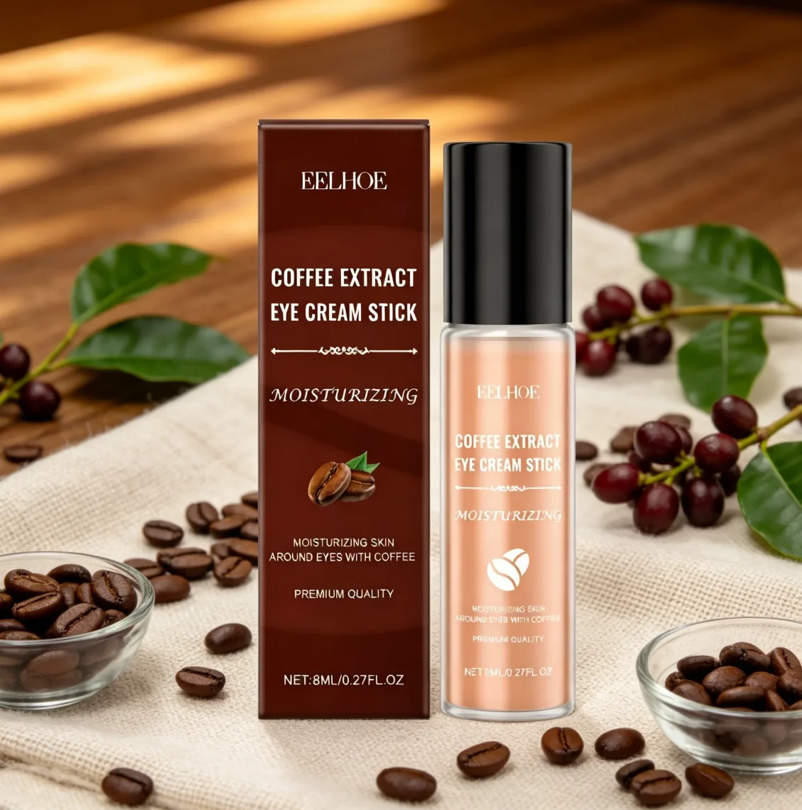 

EELHOE Coffee Extract Eye Cream Stick - Moisturizing Eye Care Stick, Hydrates Skin Around Eyes with Coffee Extract,