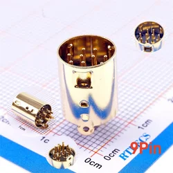 2 Pcs MINI DIN 10 PIN Circular Connector Male PCB Solder Through Holes Vertical Machined Terminals Gold Plated